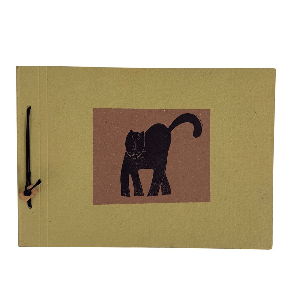 VTG Felice Botta Firenze Italy Handmade Cat Photo Album Scrapbook‎ Paper Journal